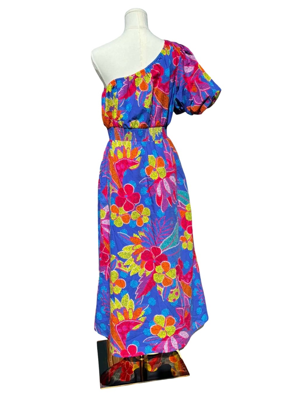 Sugarlips Amazonia Blue Bridgette One Shoulder Midi Dress - Picture 5 of 13